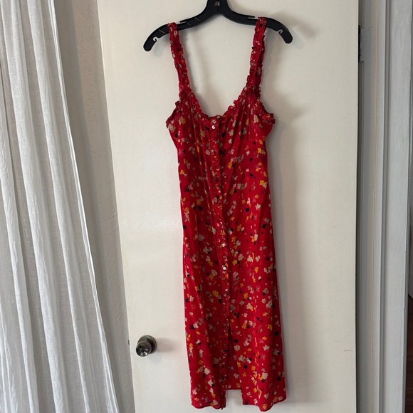 Reformation Dresses & Skirts - Reformation 100% silk dress Red Floral Midi Dress with Yellow & Cream Accents